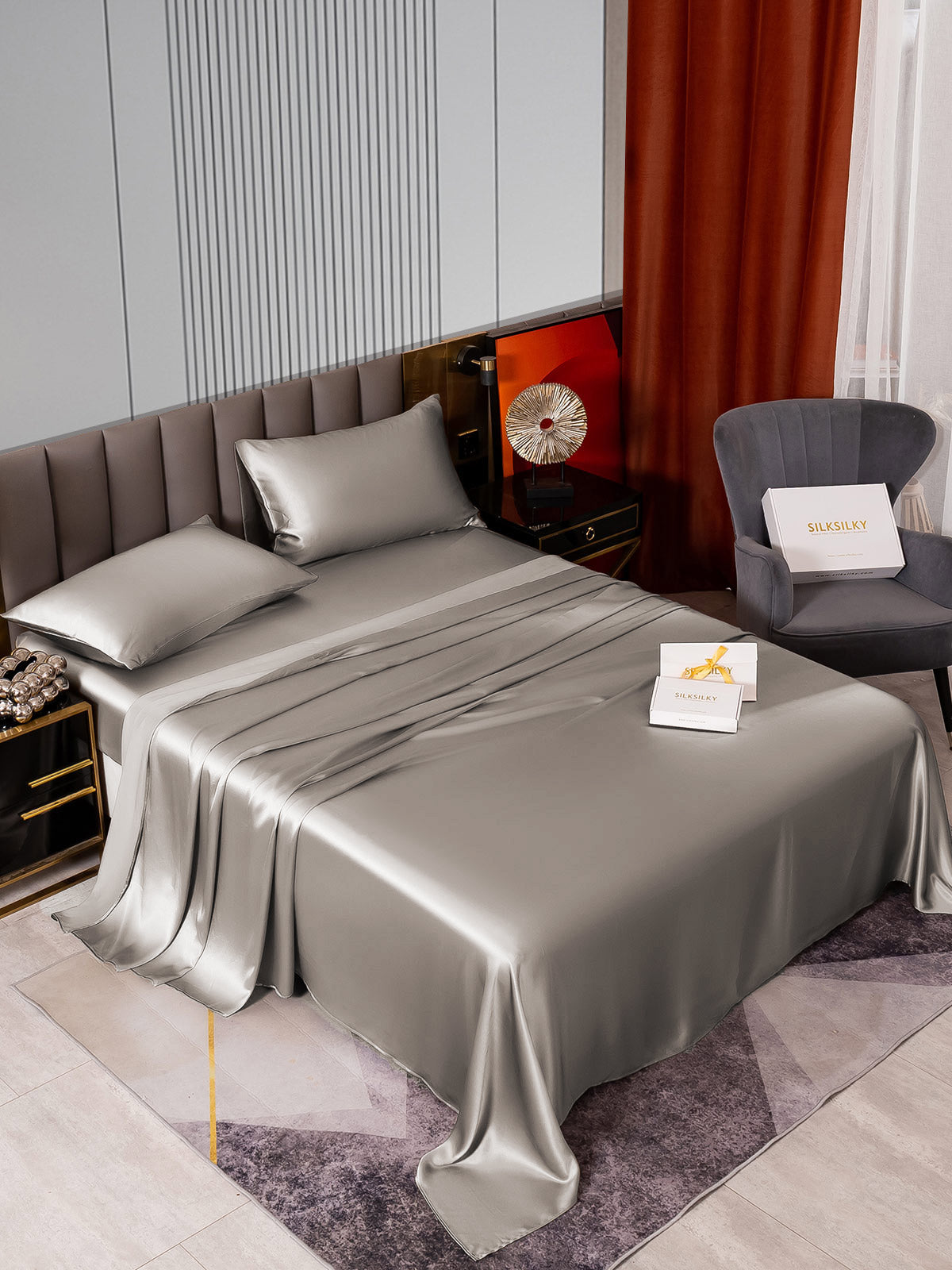 [Grigio] SilkSilky-IT 22Momme Seta pura Bedding Set 002