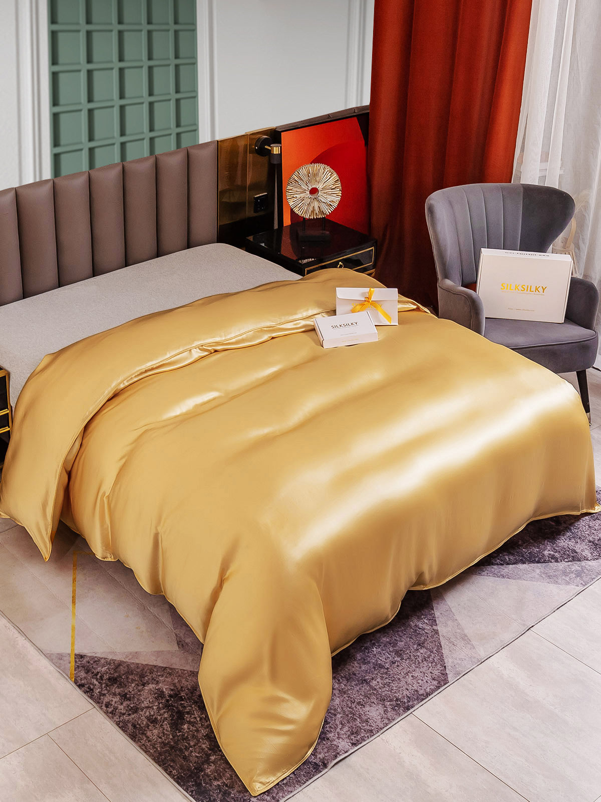 [Champagne] SilkSilky-IT 25Momme Seta pura Duvet Cover 004