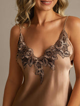 [Marrone] SilkSilky-IT Sleeveless V Neck Camicia da notte 004