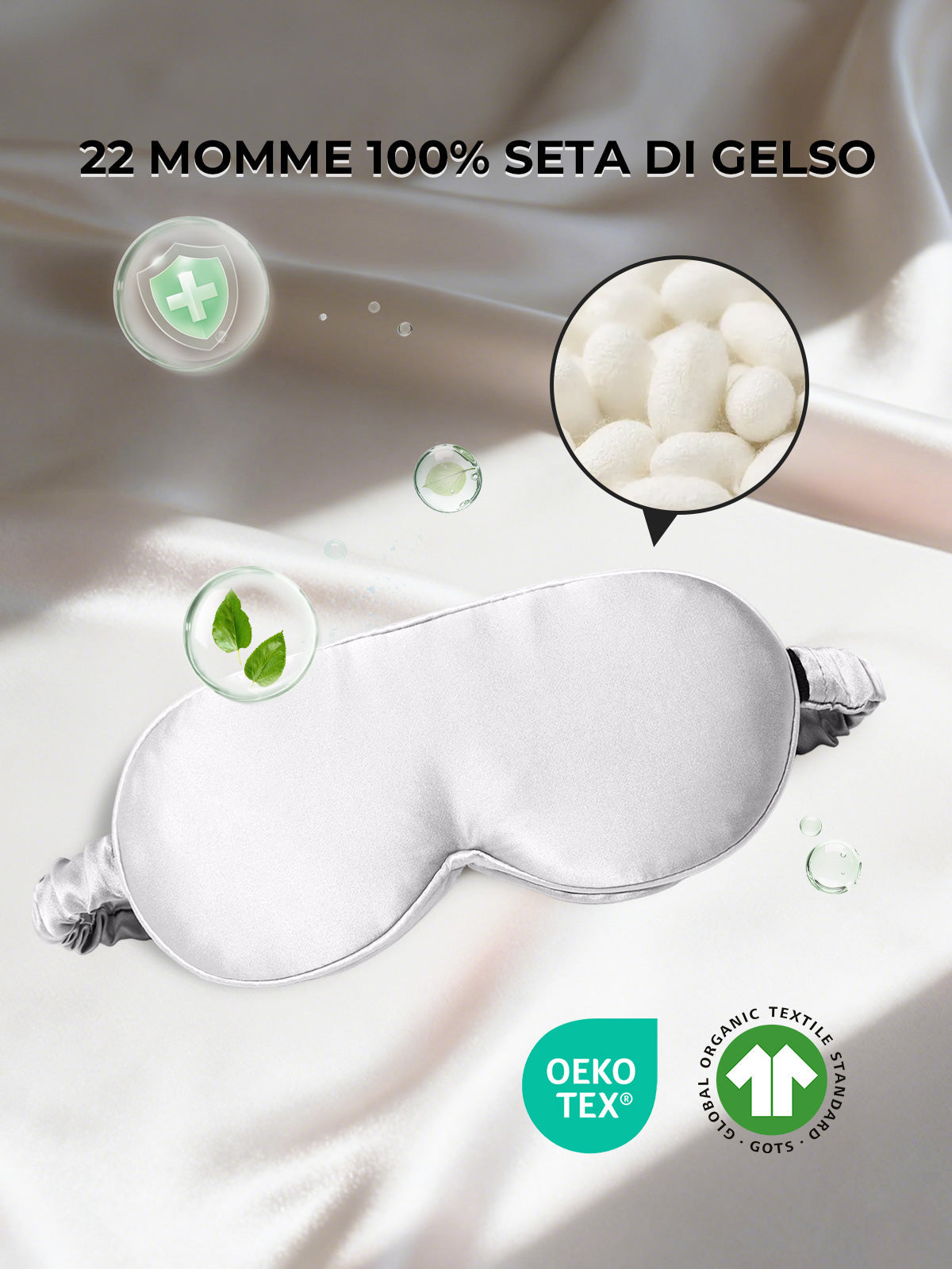 [Grigio Chiaro] SilkSilky-IT Seta pura Eye Mask 002