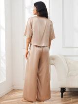 [Champagne] SilkSilky-IT Half Sleeve Round Neck Pigiami da donna 005