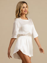 [Bianco] SilkSilky-IT Short Sleeve Round Neck Pigiami da donna 003