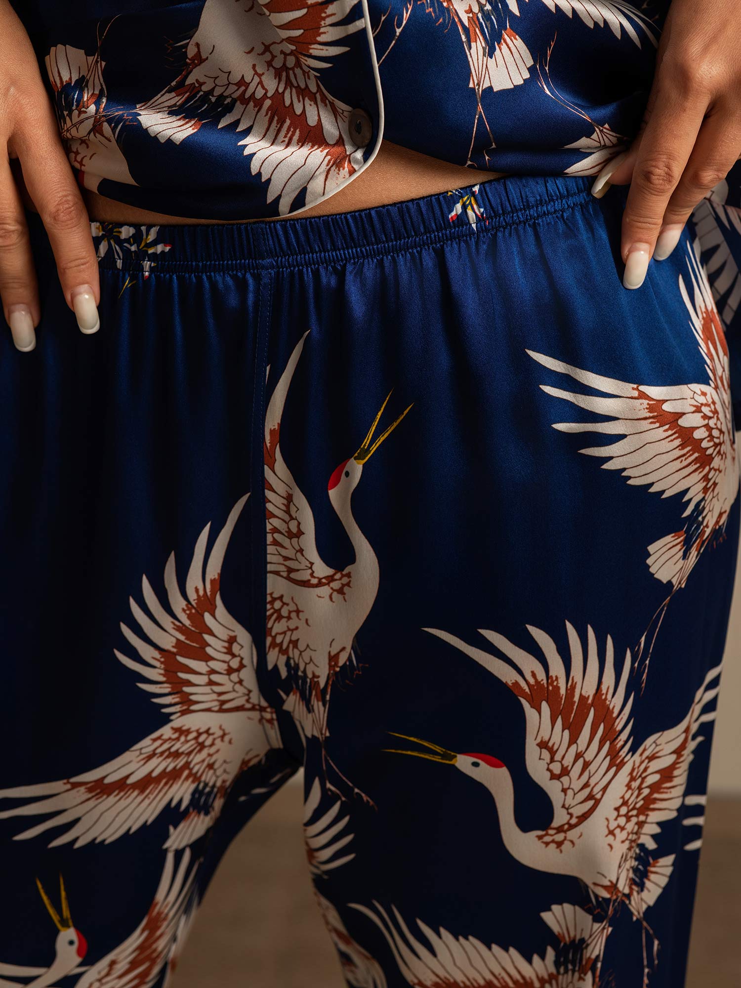 [Blu Scuro] SilkSilky-IT 19Momme Seta pura Womens Pajamas 007,