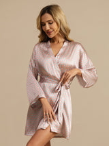 [Rosa Cuore Geo] SilkSilky-IT Manica lunga Vestaglia da donna 001