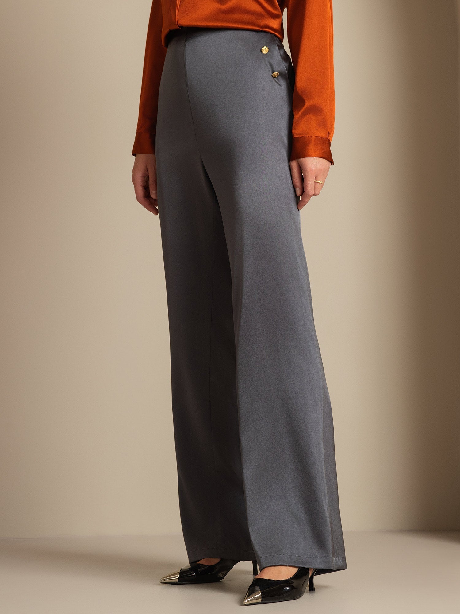 [Grigio Scuro] SilkSilky-IT 19Momme Seta Womens Pants 005,