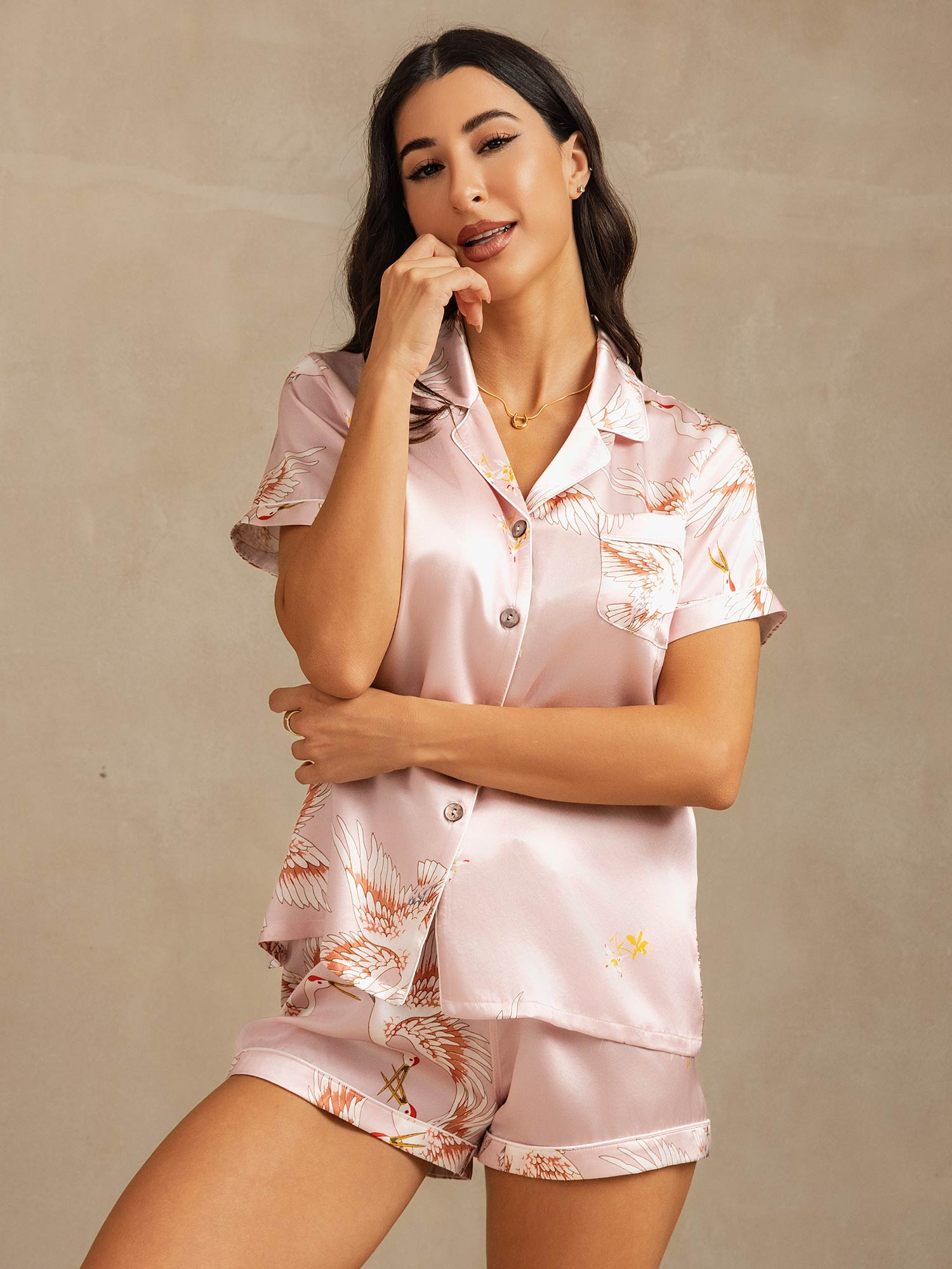 [Rosa] SilkSilky-IT 19Momme Seta pura Womens Pajamas 003,