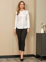 [Bianco] SilkSilky-IT Long Sleeve Lapel Collar Camicie da donna 005