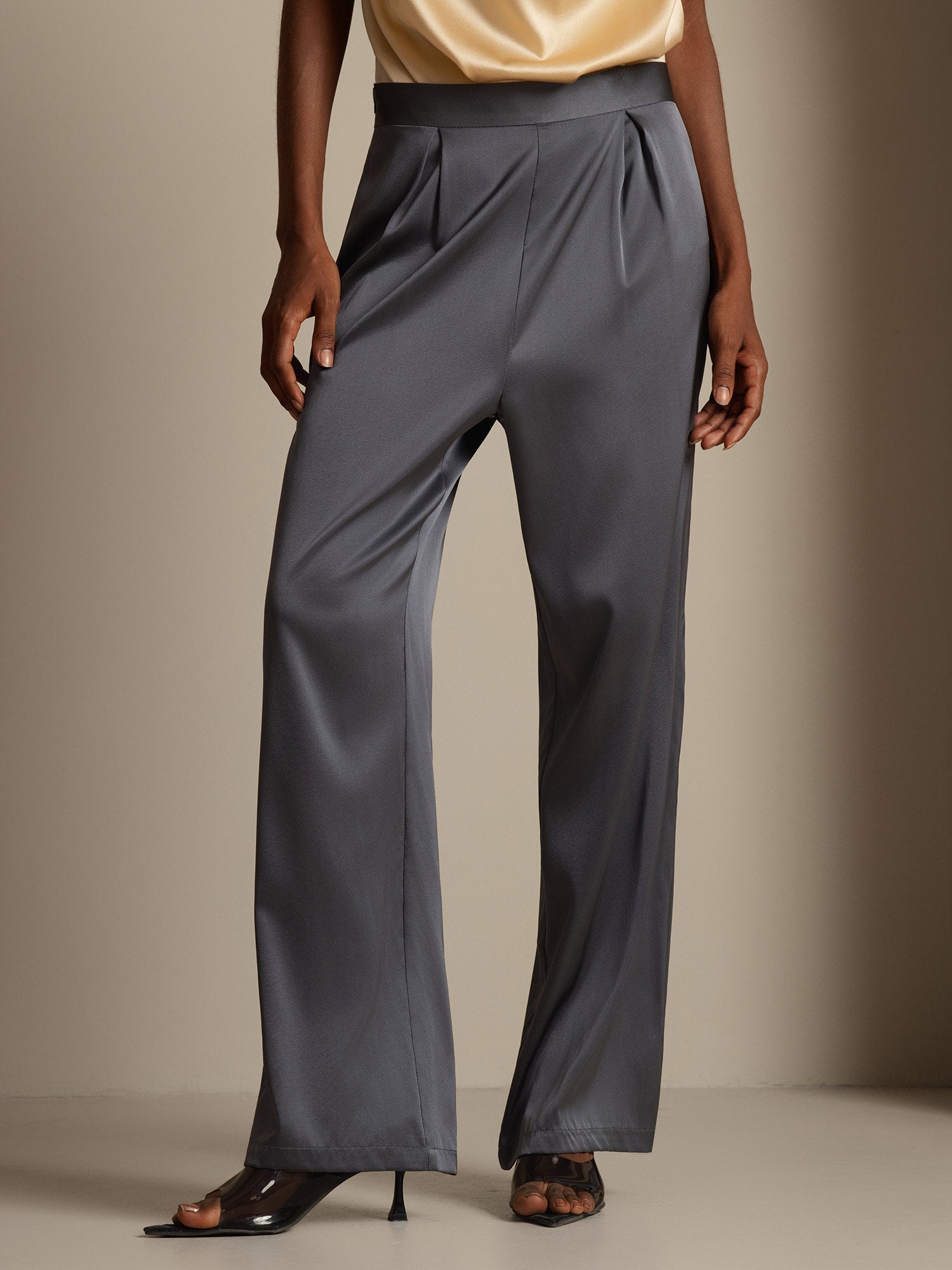 [Grigio Scuro] SilkSilky-IT 19Momme Seta Womens Pants 006,