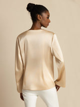 [Champagne] SilkSilky-IT 19Momme Manica lunga Capispalla da donna 002