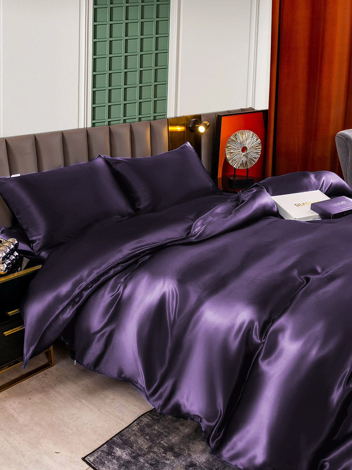 [Viola Scuro] SilkSilky-IT 22Momme Seta pura Bedding Set 006,