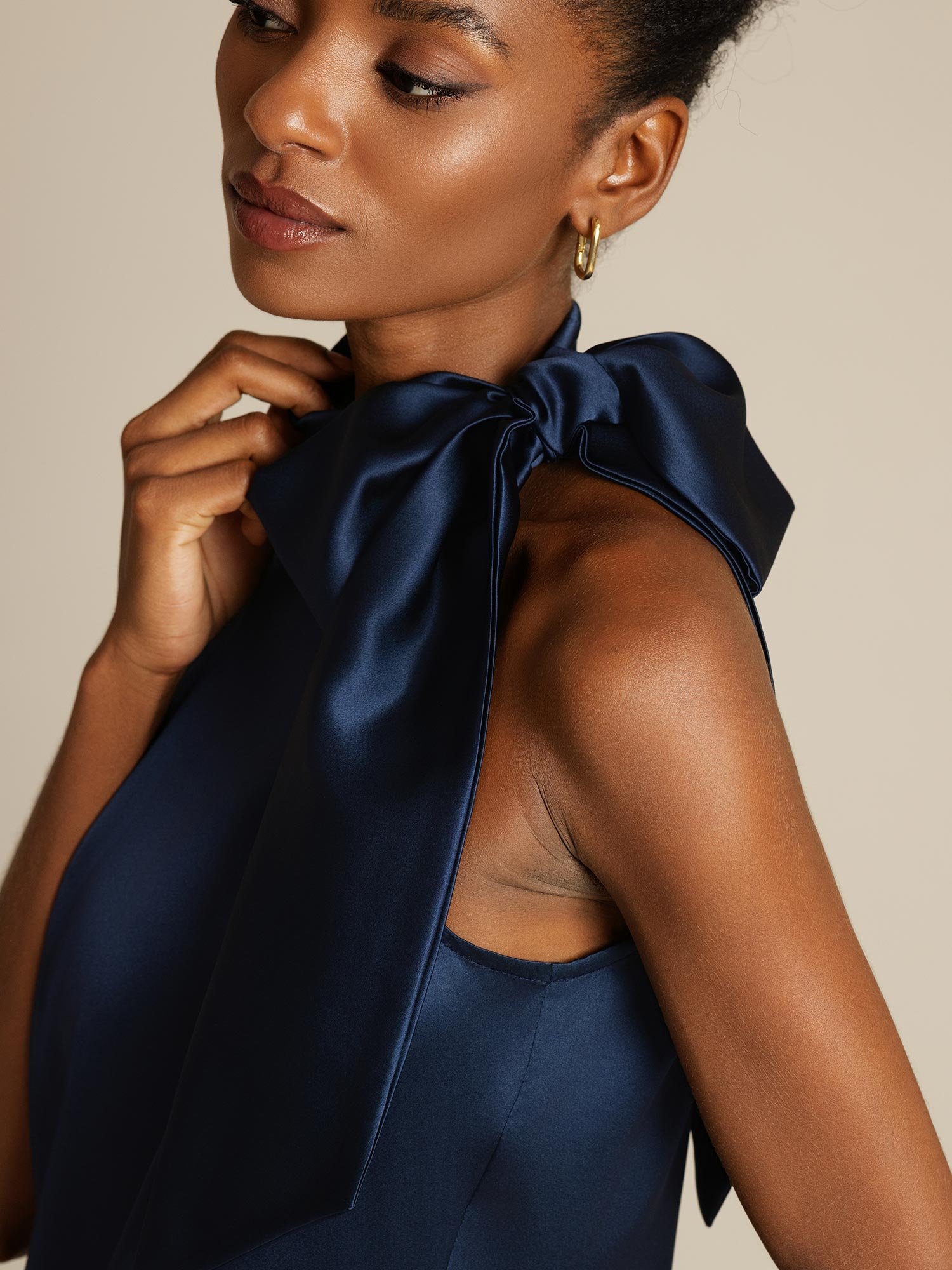 [Blu Scuro] SilkSilky-IT 19Momme Seta Senza maniche Dress 004