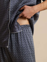 [Ginkgo Blu Navy] SilkSilky-IT Maniche Corte Collo a Taglio Pigiami da uomo 008