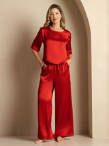 [Vino] SilkSilky-IT Half Sleeve Round Neck Pigiami da donna 001