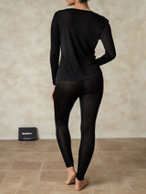 [Nero] SilkSilky-IT Manica lunga Scollo rotondo Intimo Lungo Donna 002