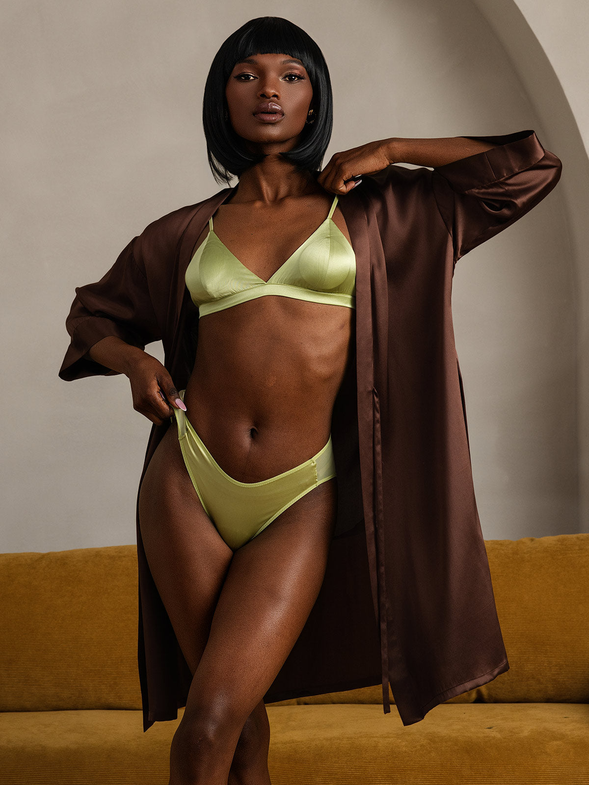 [Caffè] SilkSilky-IT Seta pura Womens Robe 003