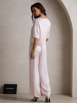 [Rosa] SilkSilky-IT Half Sleeve Round Neck Pigiami da donna 002