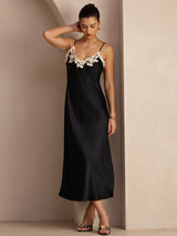 [Nero] SilkSilky-IT Sleeveless V Neck Vestiti da donna 006
