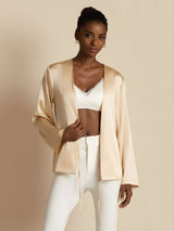 [Champagne] SilkSilky-IT 19Momme Manica lunga Capispalla da donna 007