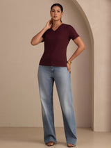 [Vino] SilkSilky-IT Short Sleeve V Neck Magliette donna 006