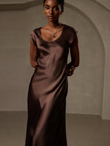 [Caffè] SilkSilky-IT Cap Sleeve Vestiti da donna 004