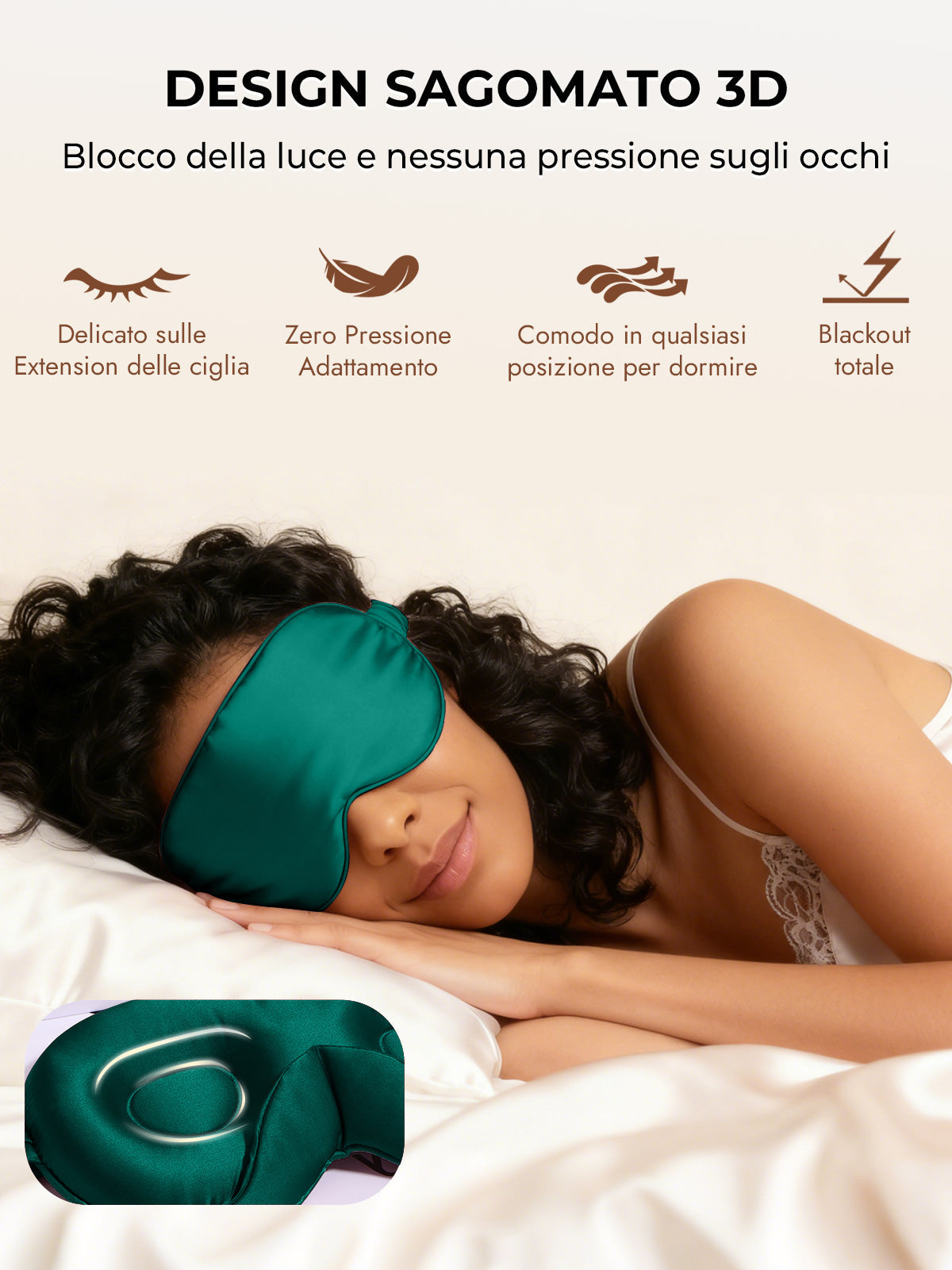 [Verde Scuro] SilkSilky-IT Seta pura Eye Mask 006