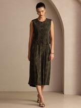 [Pino Vintage] SilkSilky-IT Sleeveless Crew Neck Women's Outfit Sets 005