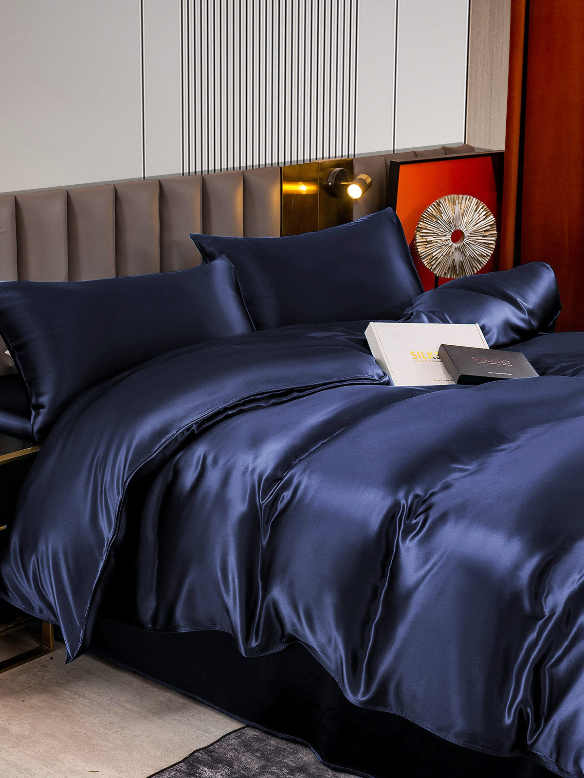 [Blu Scuro] SilkSilky-IT 22Momme Seta pura Bedding Set 005