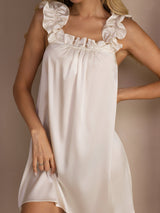 [Bianco] SilkSilky-IT Sleeveless Square Neck Camicia da notte 004