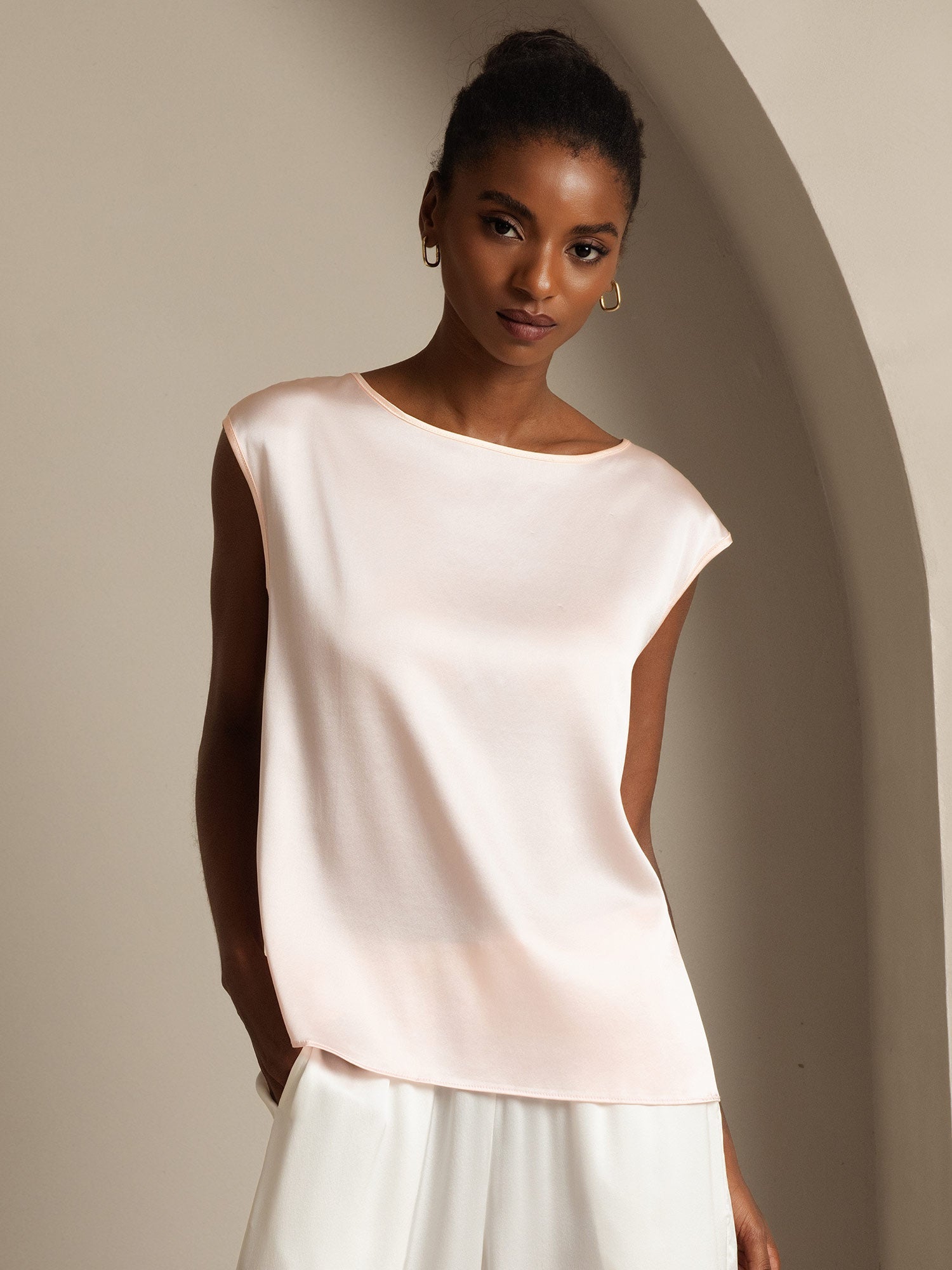 [Rosa] SilkSilky-IT 19Momme Seta Womens T-Shirt 001,