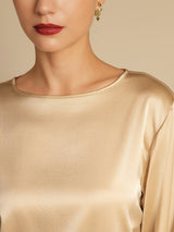 [Champagne] SilkSilky-IT Long Sleeve Boat Neck Camicette 006