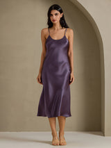 [Grigio Porpora] SilkSilky-IT Sleeveless V Neck Vestiti da donna 001