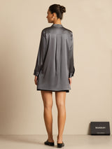 [Grigio Scuro] SilkSilky-IT 19Momme Manica lunga Collo Alto Camicette 002