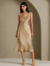[Oro Champagne] SilkSilky-IT Sleeveless Vestiti da donna 006