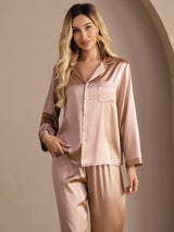 [Toscana] SilkSilky-IT Long Sleeve Lapel Collar Pigiami da donna 005
