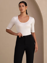 [Bianco] SilkSilky-IT Half Sleeve Magliette donna 003
