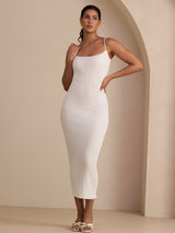 [Bianco] SilkSilky-IT Square Neck Vestiti da donna 008