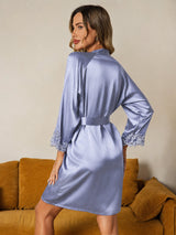 [Blu Acciaio] SilkSilky-IT 3/4 Sleeve Vestaglia da donna 002
