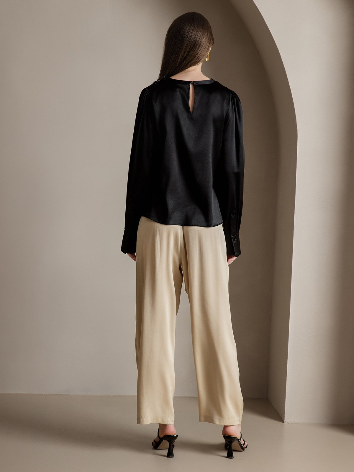 [Nero] SilkSilky-IT 19Momme Seta Womens Shirt 002
