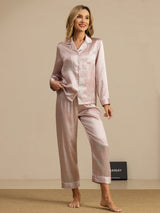 [Rosa Cuore Geo] SilkSilky-IT Short Sleeve Lapel Collar Pigiami da donna 004