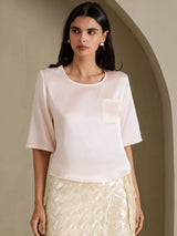 [Rosa] SilkSilky-IT Half Sleeve Magliette donna 003