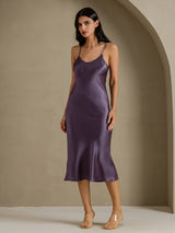 [Grigio Porpora] SilkSilky-IT Sleeveless V Neck Vestiti da donna 007