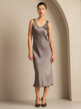[Kaki Scuro] SilkSilky-IT Sleeveless Vestiti da donna 001