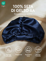 [Blu Scuro] SilkSilky-IT Cuffia di seta 002
