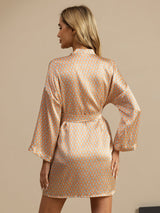 [Giallo Cuore Geo] SilkSilky-IT Long Sleeve Vestaglia da donna 002