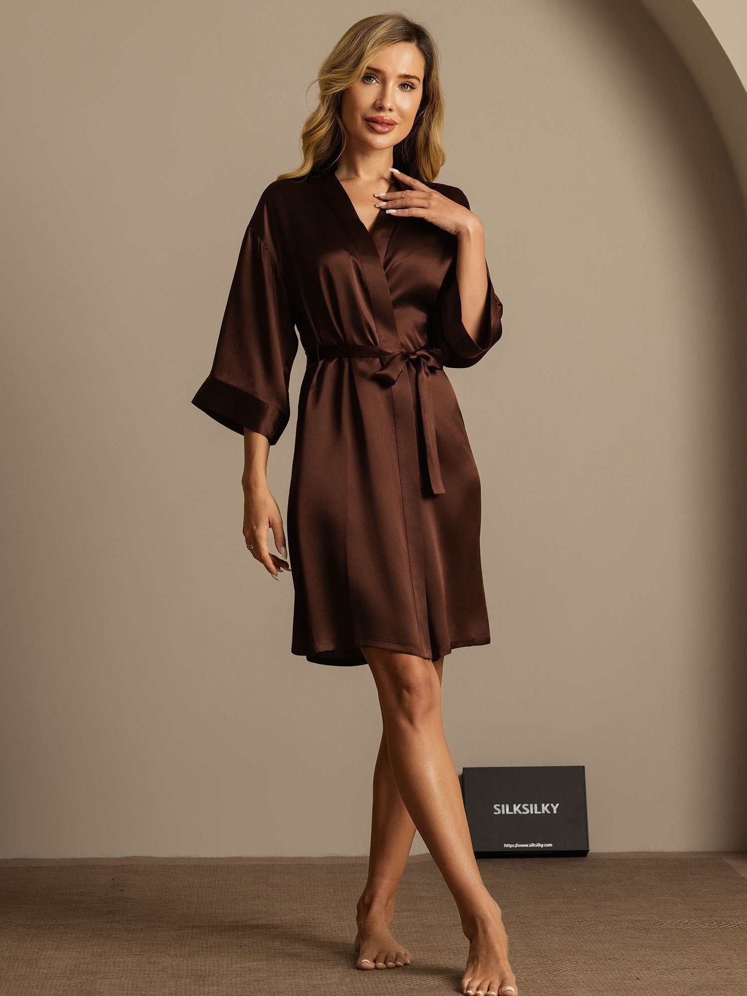 [Caffè] SilkSilky-IT A tre quarti Vestaglia da donna 007