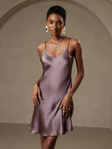 [Grigio Porpora] SilkSilky-IT Sleeveless V Neck Vestiti da donna 001