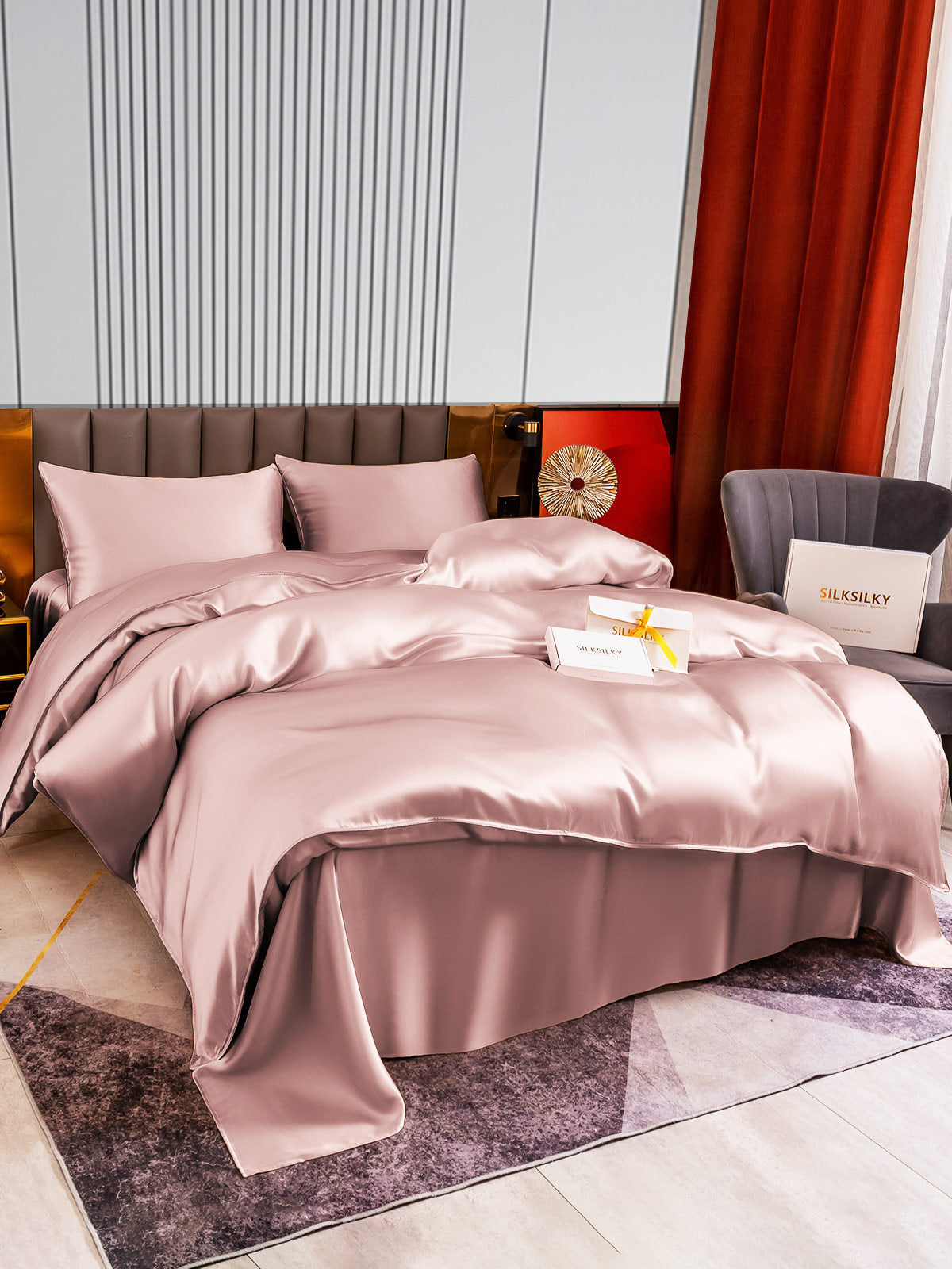 [Malva Pallido] SilkSilky-IT 22Momme Seta pura Bedding Set 004