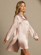 [Toscana] SilkSilky-IT Long Sleeve Lapel Collar Camicia da notte 005