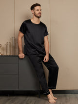 [Nero] SilkSilky-IT Short Sleeve Round Neck Pigiami da uomo 003