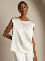 [Bianco] SilkSilky-IT Cap Sleeve Round Neck Magliette donna 003